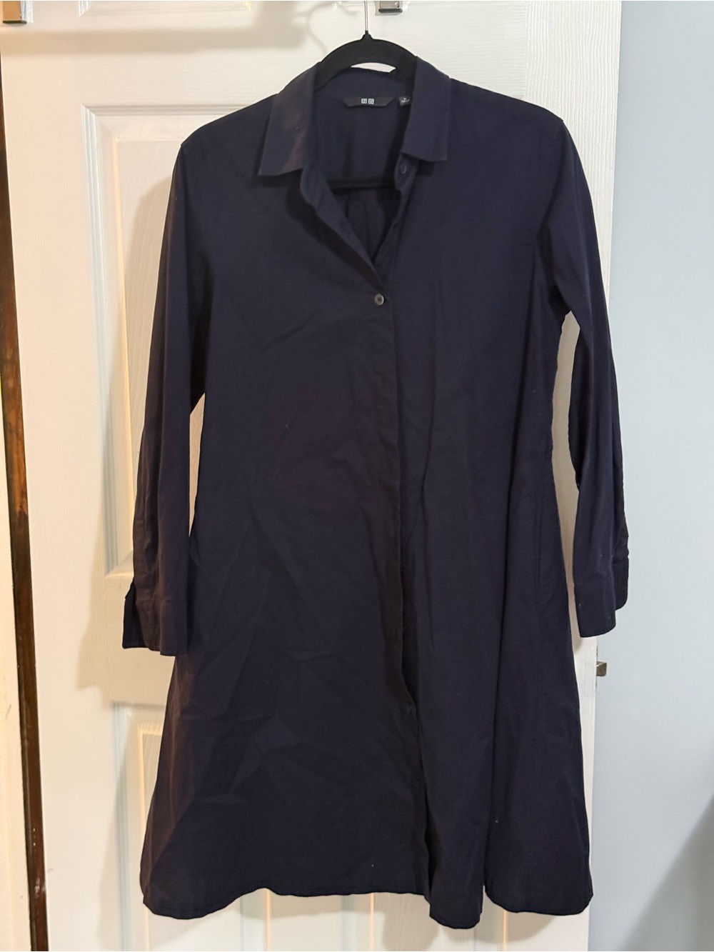 Uniqlo Navy Blue Long Sleeve Shirt Dress